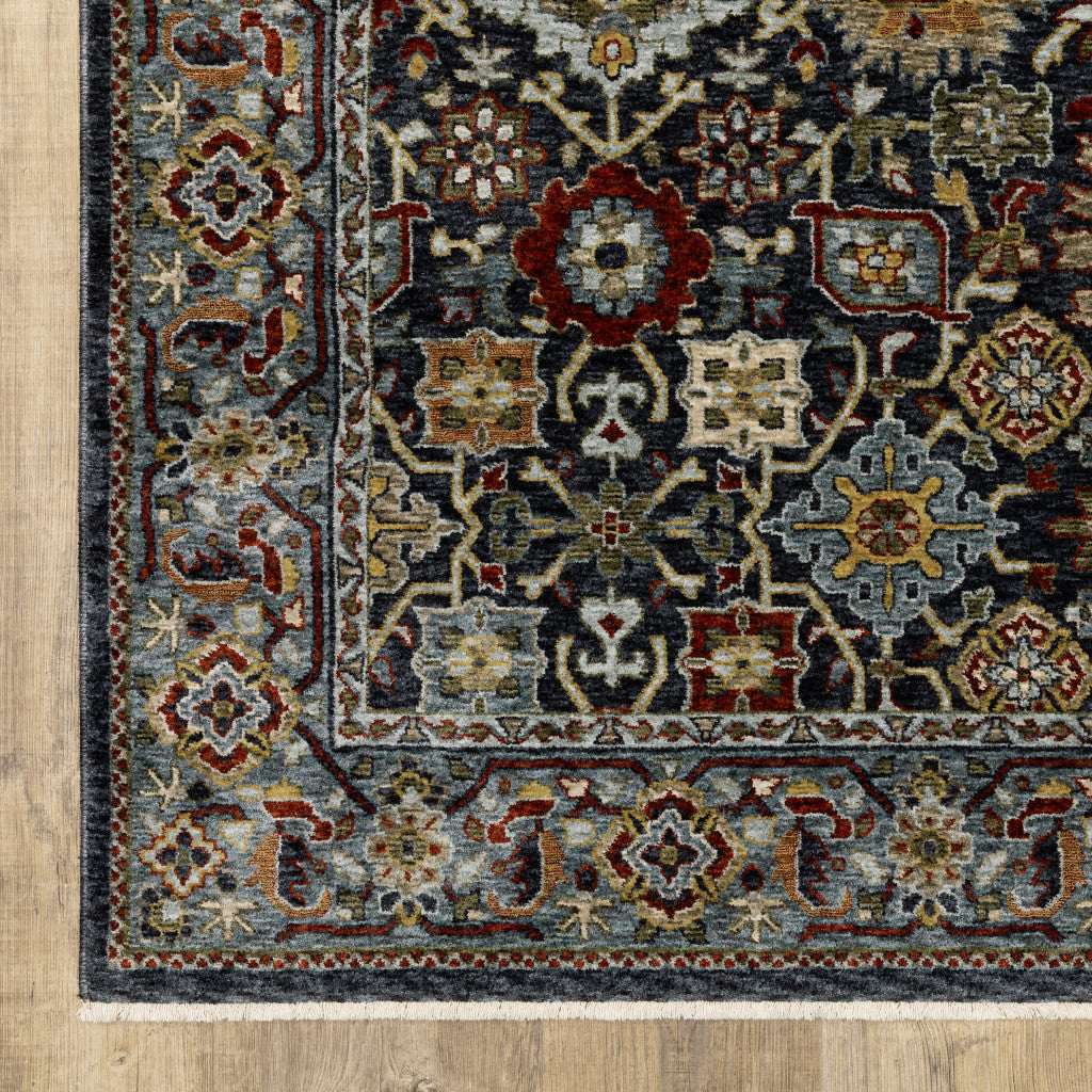 10 x 13 Blue Red Beige Orange Green & Rust Oriental Power Loom Stain Resistant Rug With Fringe