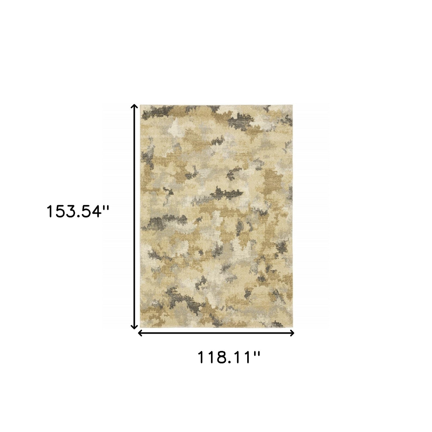 10 x 13 Beige Grey & Gold Power Loom Stain Resistant Rug