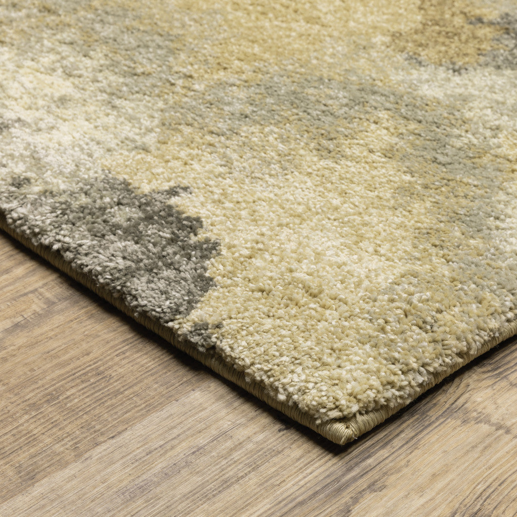 10 x 13 Beige Grey & Gold Power Loom Stain Resistant Rug