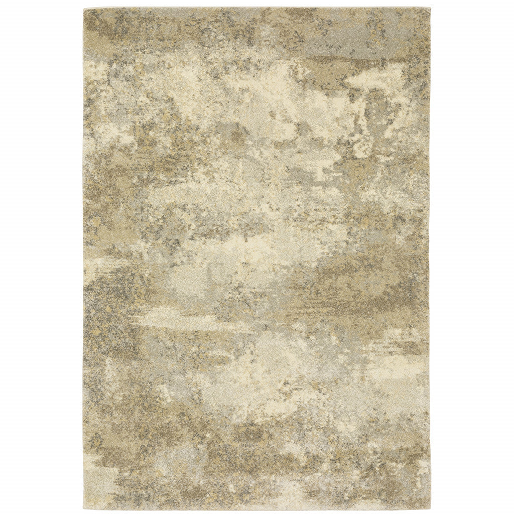 10 x 13 Beige & Gold Power Loom Rug