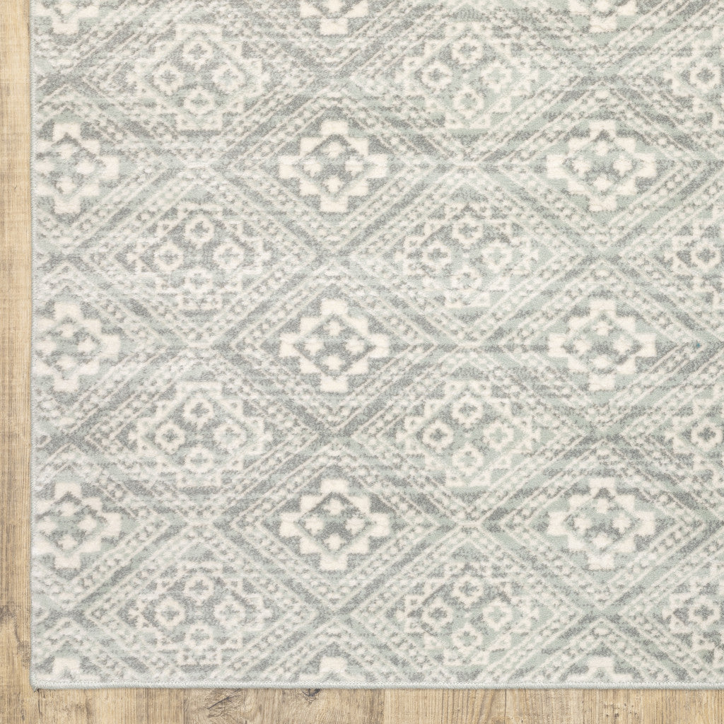 10 x 13 Grey Geometric Power Loom Stain Resistant Rug