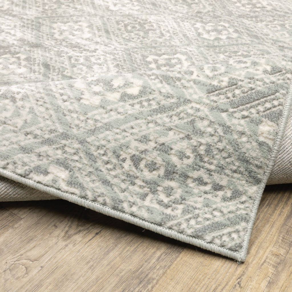 10 x 13 Grey Geometric Power Loom Stain Resistant Rug
