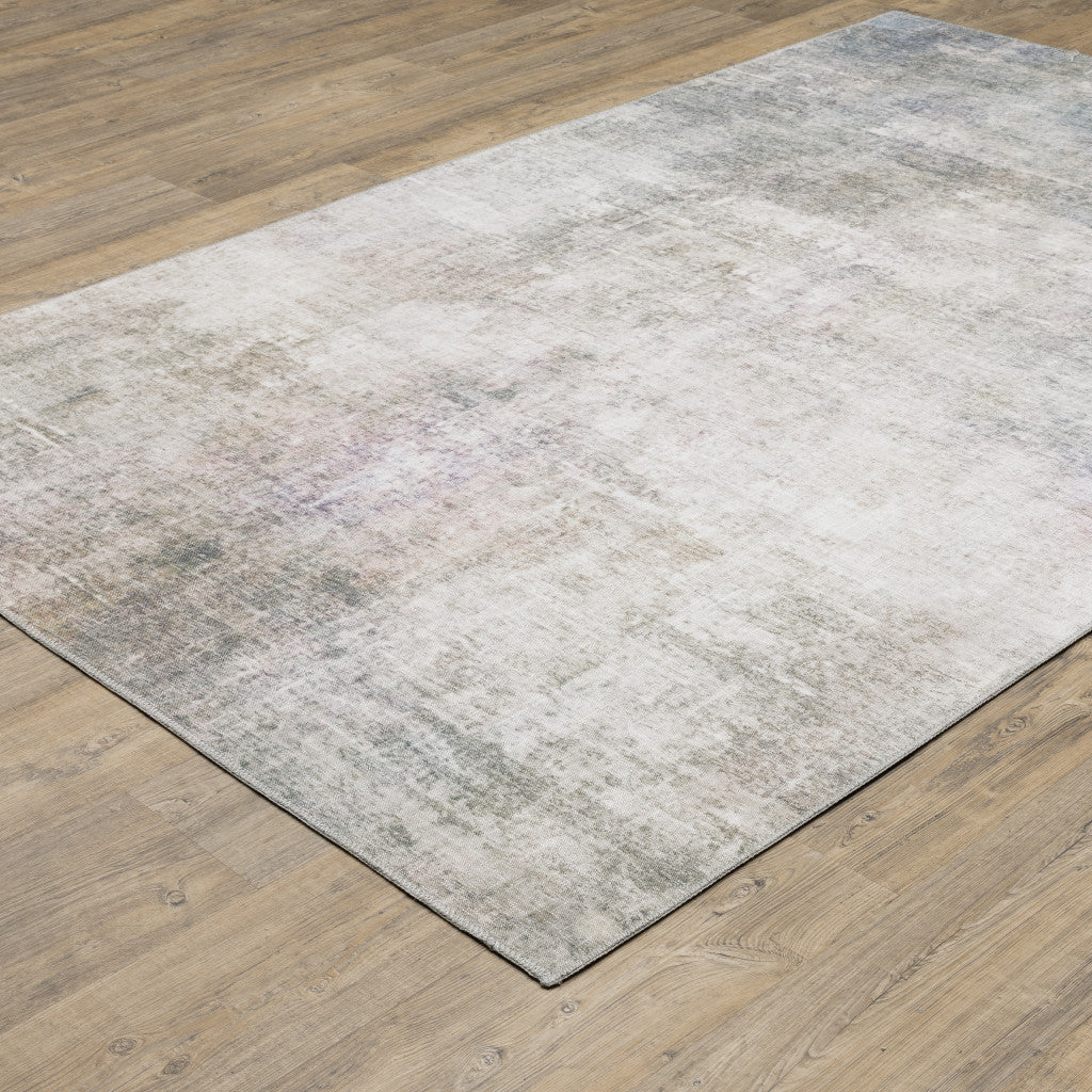 8 x 10 Beige Blue Grey Green Brown & Purple Power Loom Stain Resistant Rug