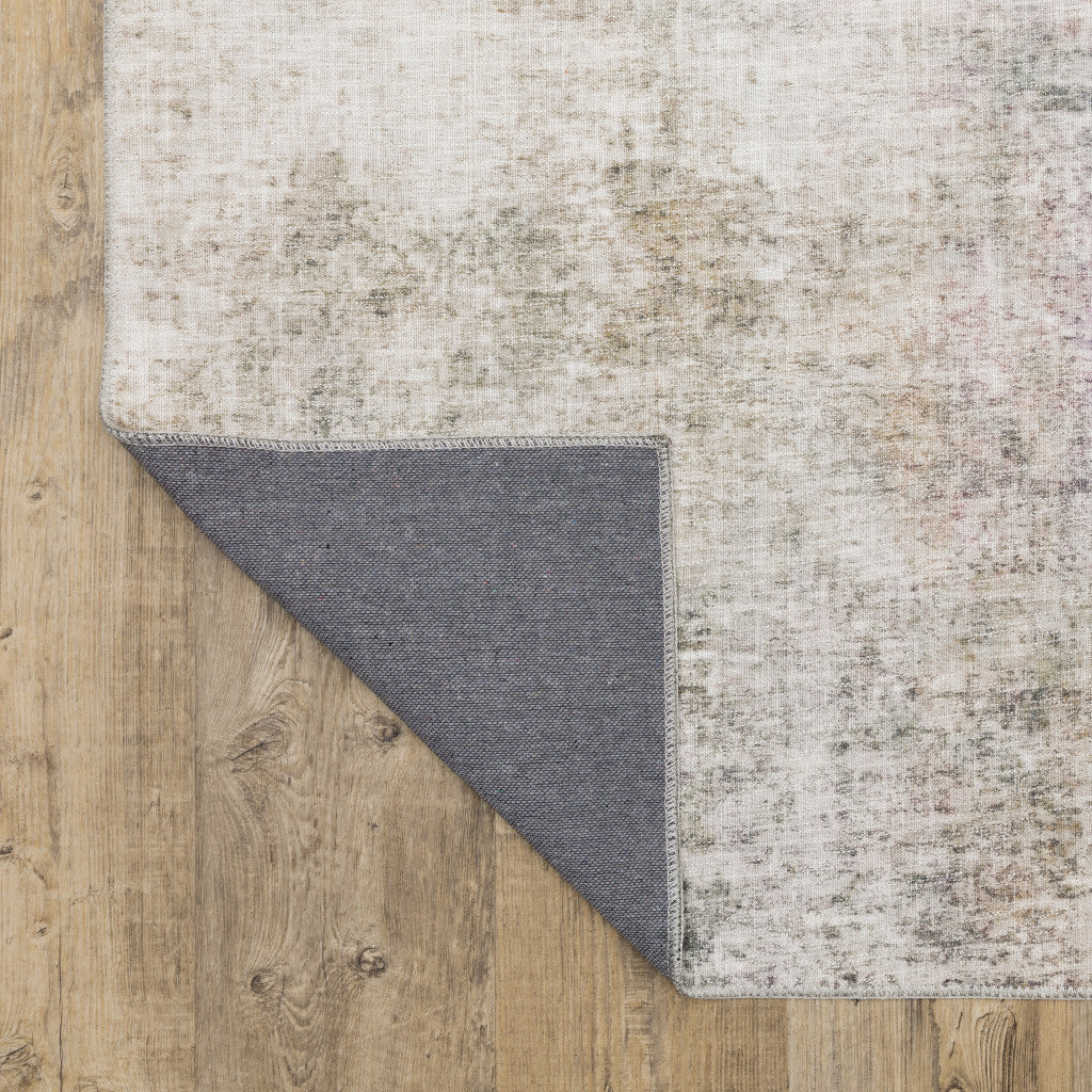 8 x 10 Beige Blue Grey Green Brown & Purple Power Loom Stain Resistant Rug
