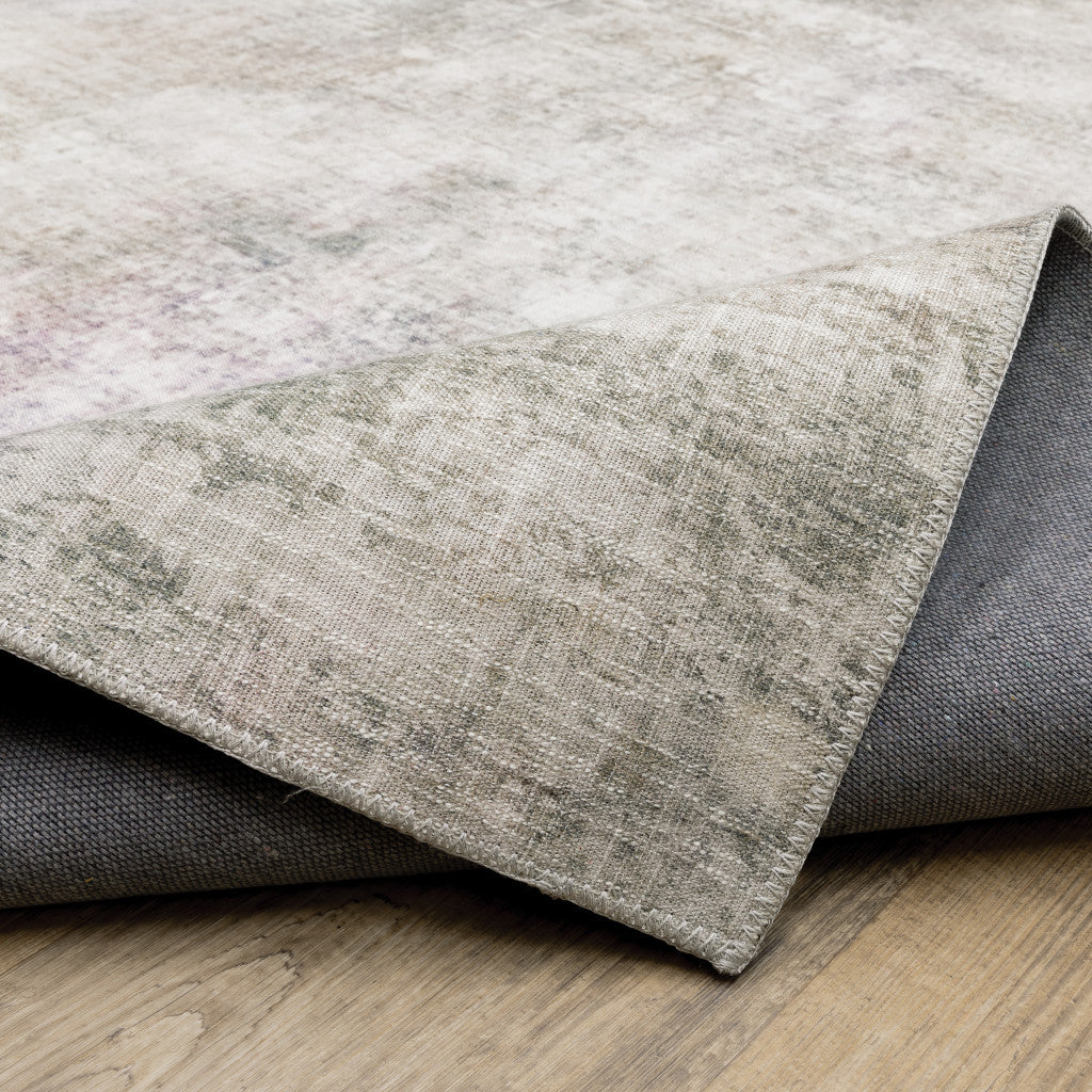 8 x 10 Beige Blue Grey Green Brown & Purple Power Loom Stain Resistant Rug