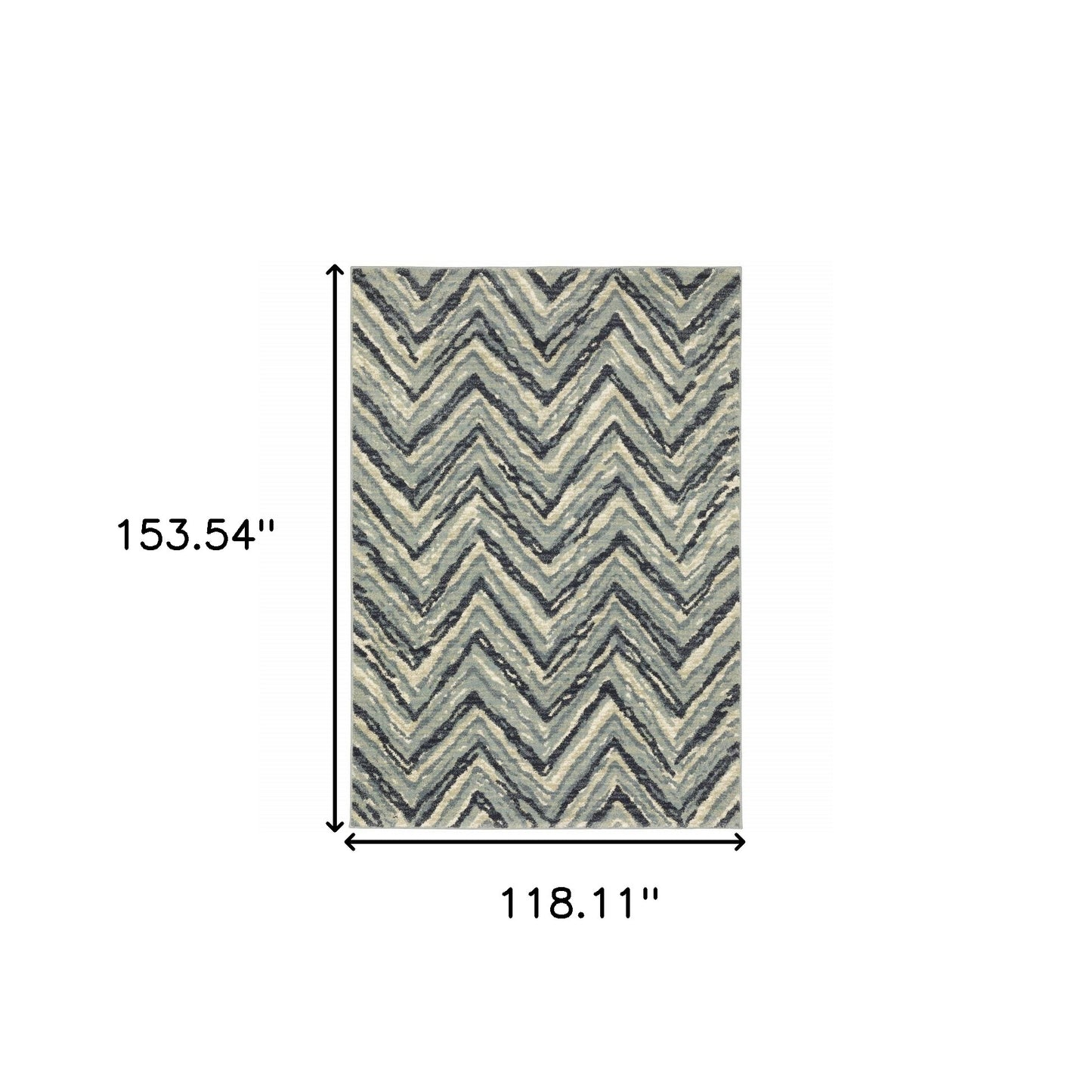 10 x 13 Blue Ivory Grey Beige & Light Blue Geometric Power Loom Stain Resistant Rug