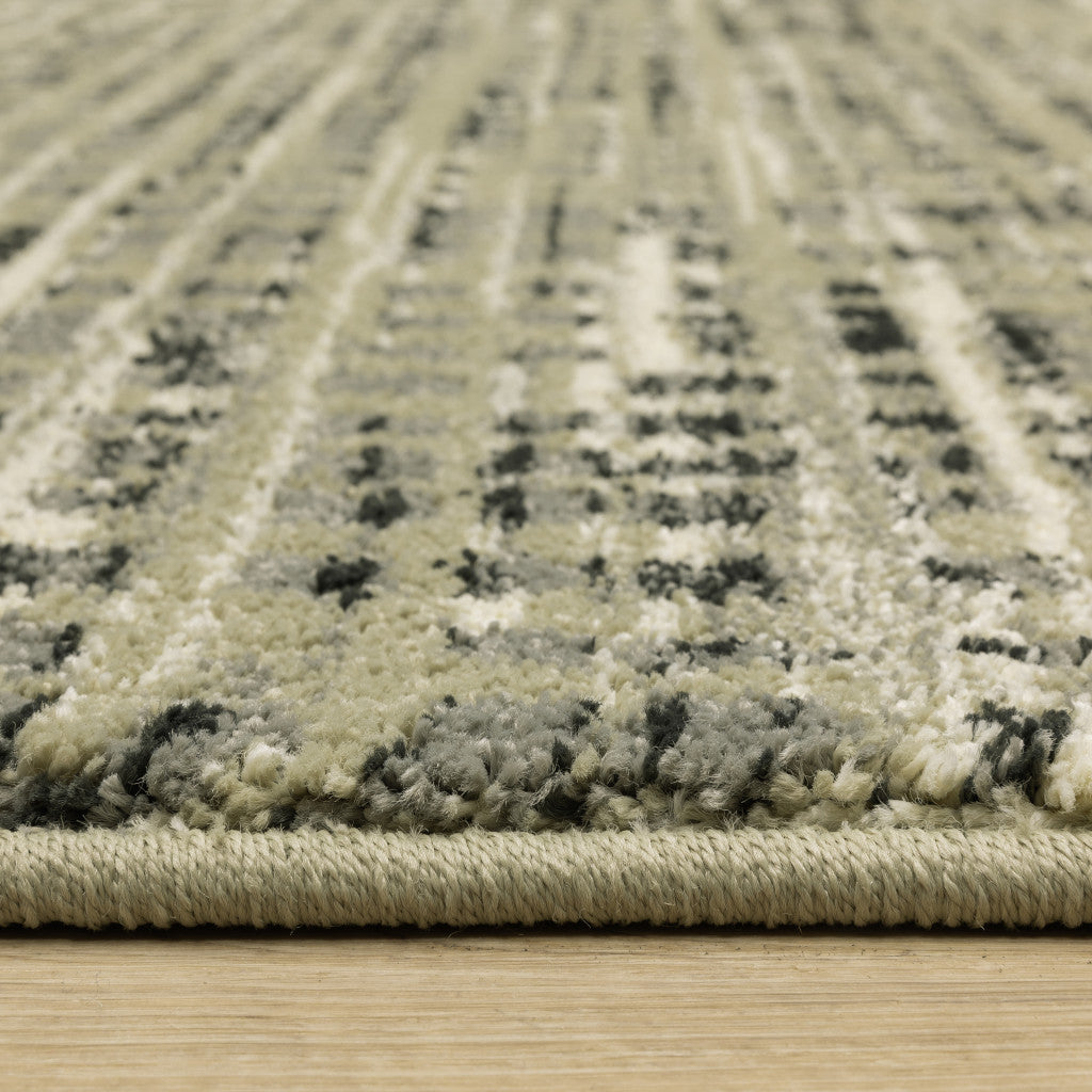 10 x 13 Beige Grey Ivory & Sage Blue Geometric Power Loom Stain Resistant Rug