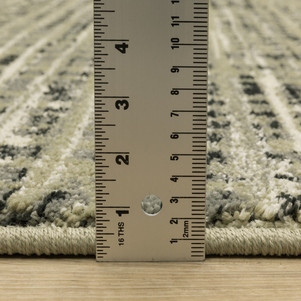 10 x 13 Beige Grey Ivory & Sage Blue Geometric Power Loom Stain Resistant Rug