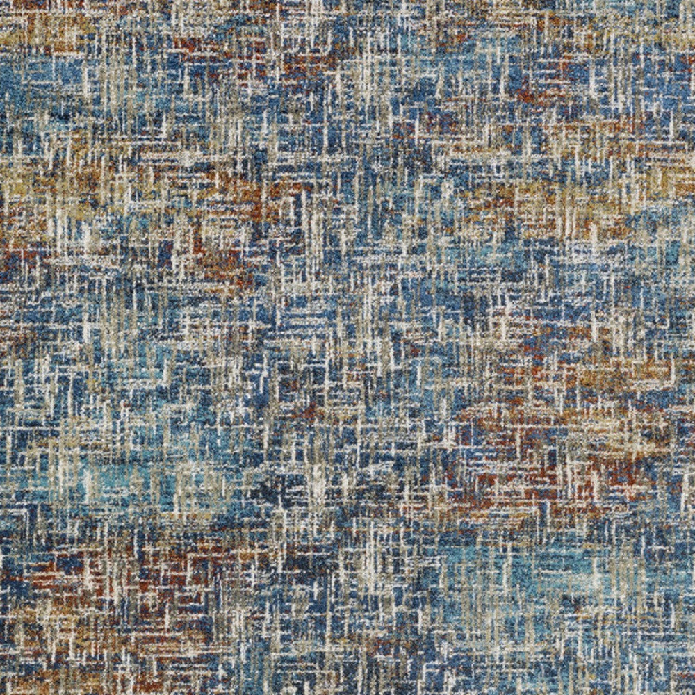 10 x 13 Blue Teal Gold Rust & Beige Power Loom Stain Resistant Rug