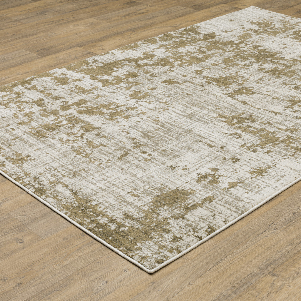 10 x 13 Beige Gold & Grey Power Loom Stain Resistant Rug
