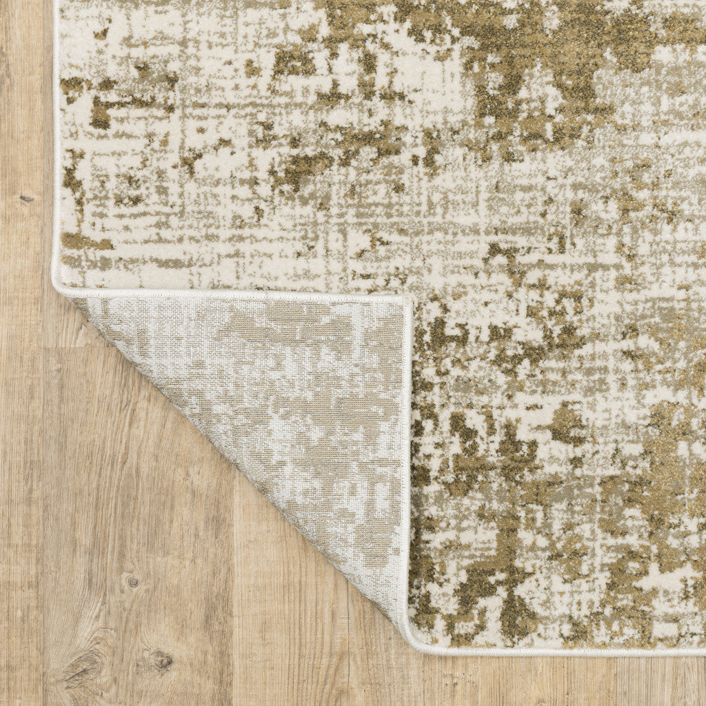 10 x 13 Beige Gold & Grey Power Loom Stain Resistant Rug