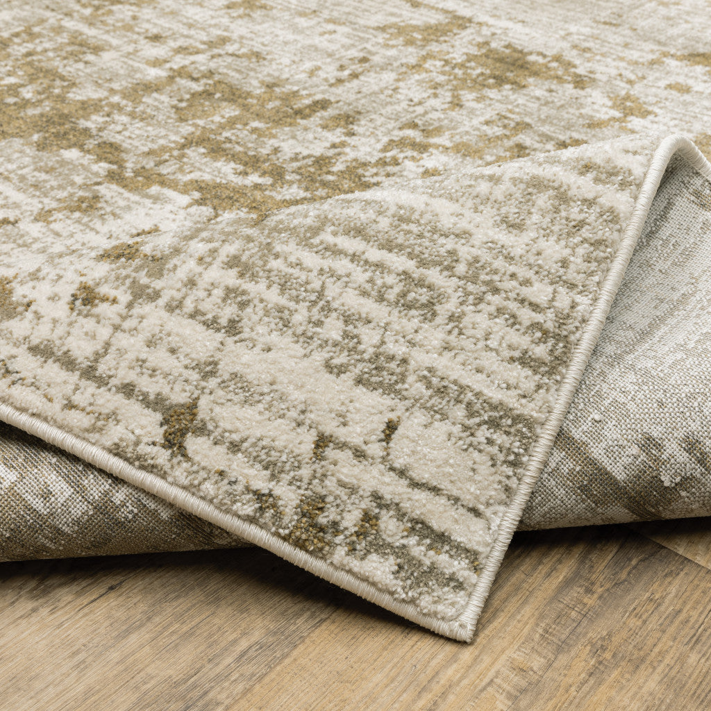 10 x 13 Beige Gold & Grey Power Loom Stain Resistant Rug