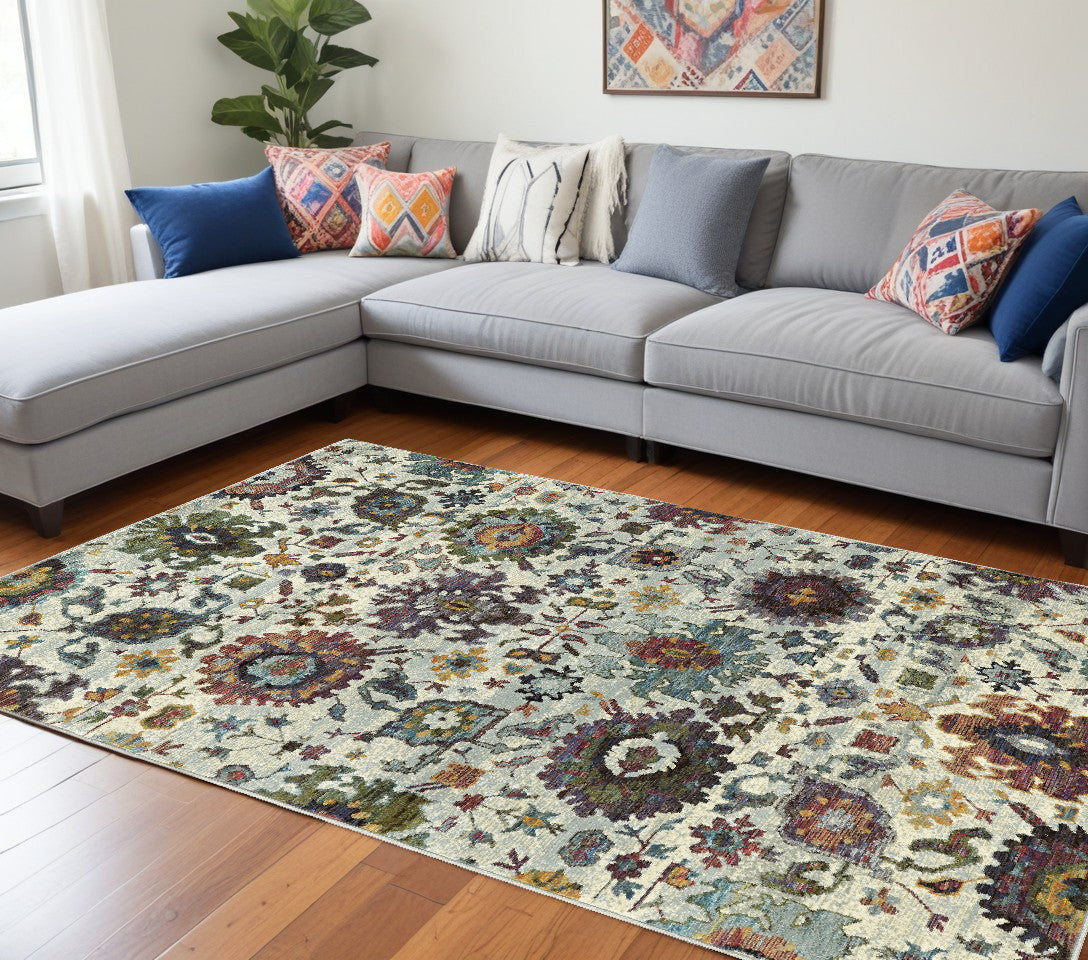 10 x 13 Purple & Gray Oriental Power Loom Rug