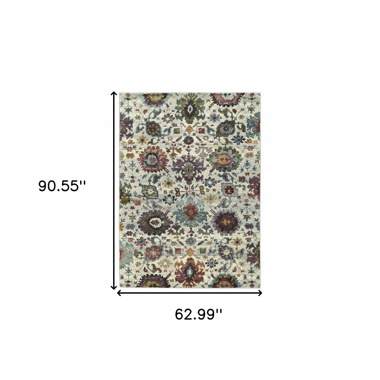 5 x 7 Purple & Gray Oriental Power Loom Rug