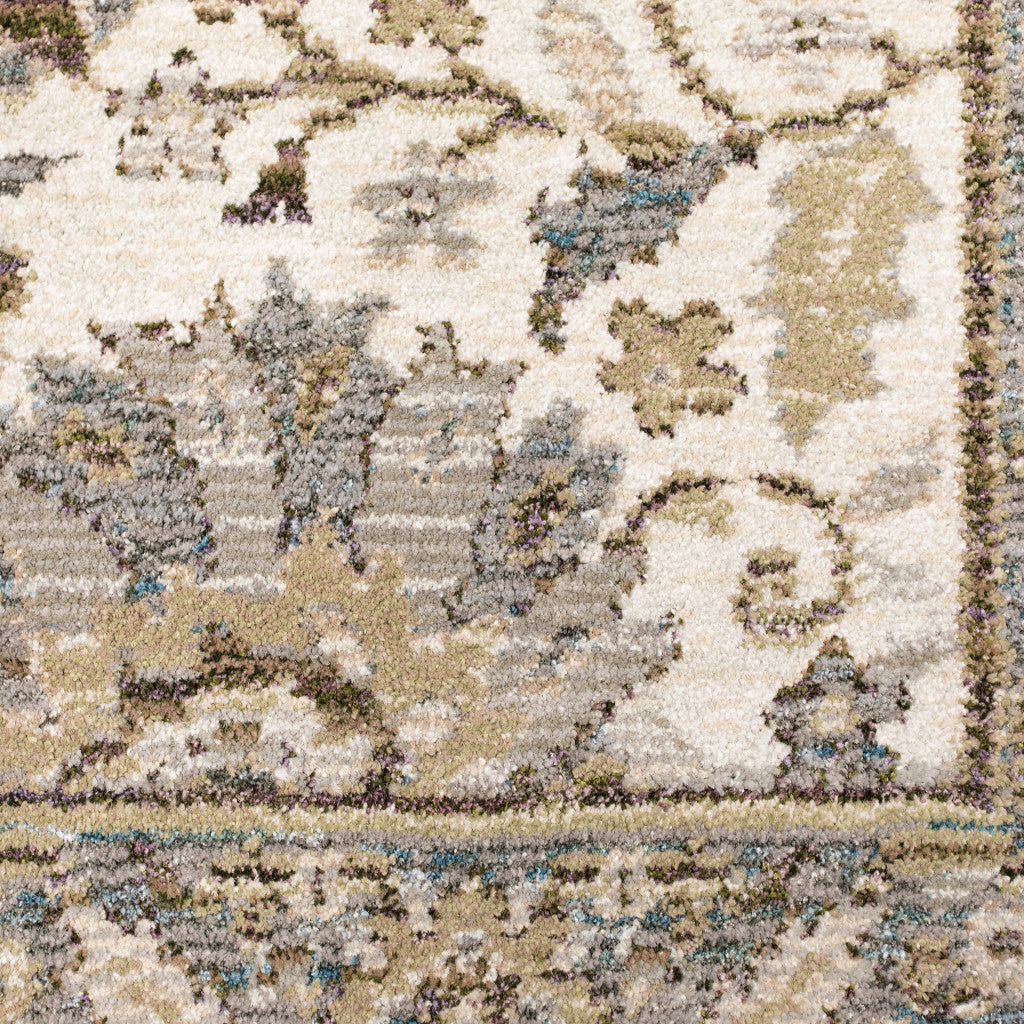 5 x 7 Gray & Ivory Oriental Power Loom Rug