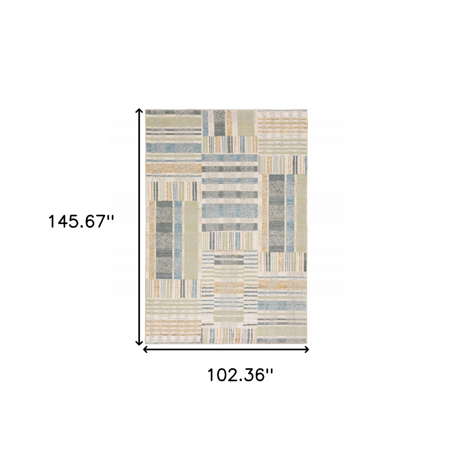 9 x 12 Gray & Ivory Geometric Power Loom Rug