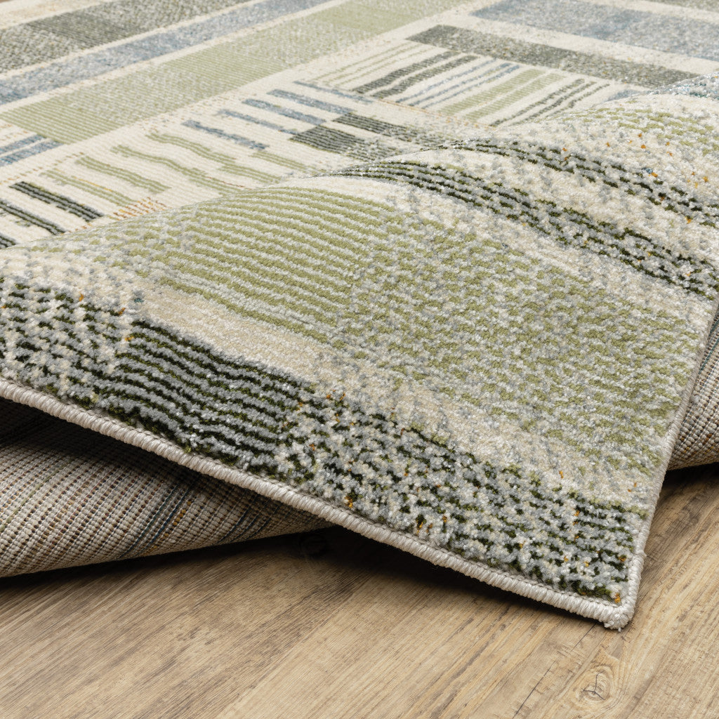 9 x 12 Gray & Ivory Geometric Power Loom Rug