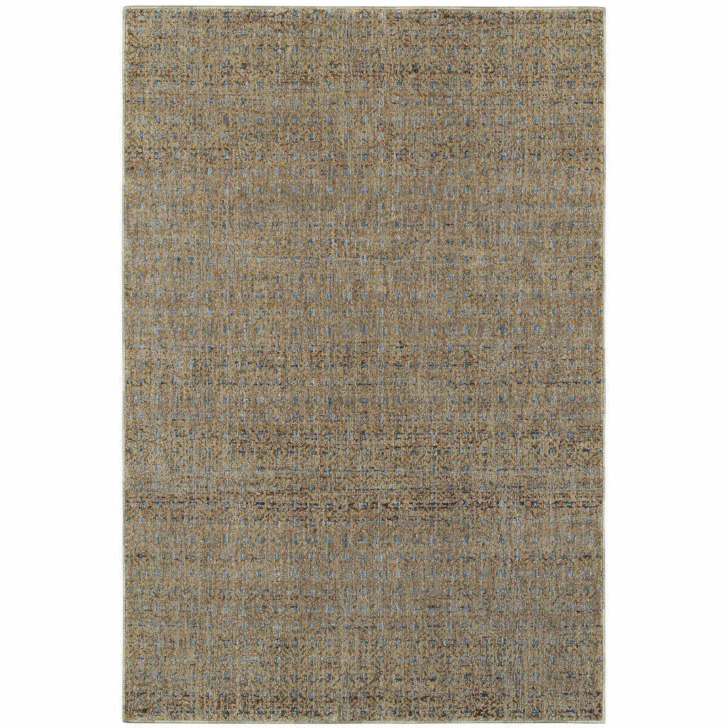 9 x 12 Blue & Silver Geometric Power Loom Rug