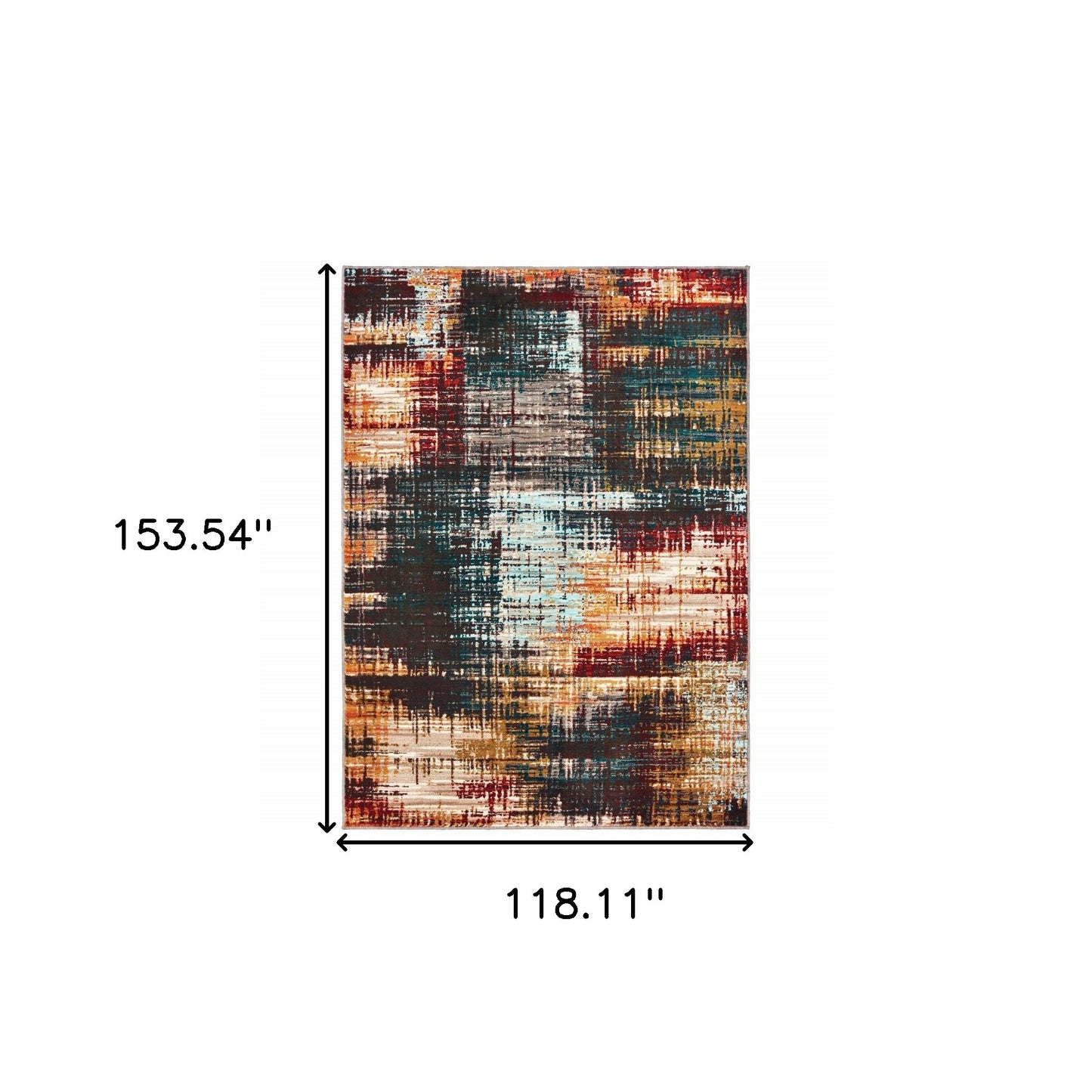 10 x 13 Blue Gold Red & Grey Power Loom Stain Resistant Rug