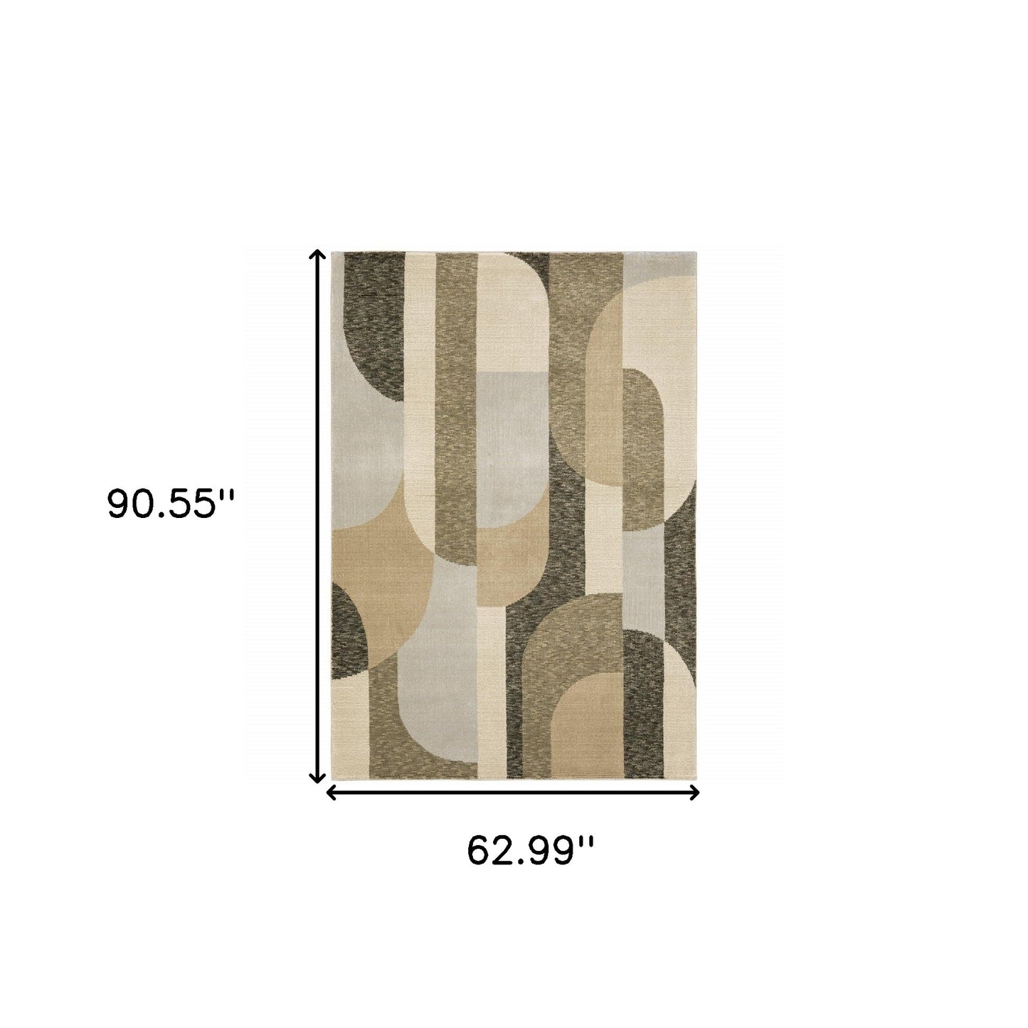 5 x 7 Brown & Ivory Geometric Power Loom Rug