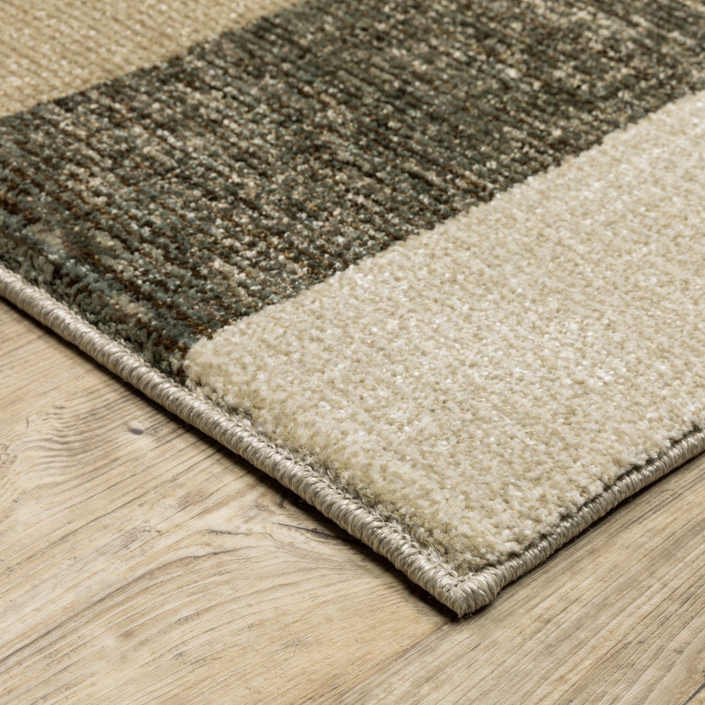 5 x 7 Brown & Ivory Geometric Power Loom Rug