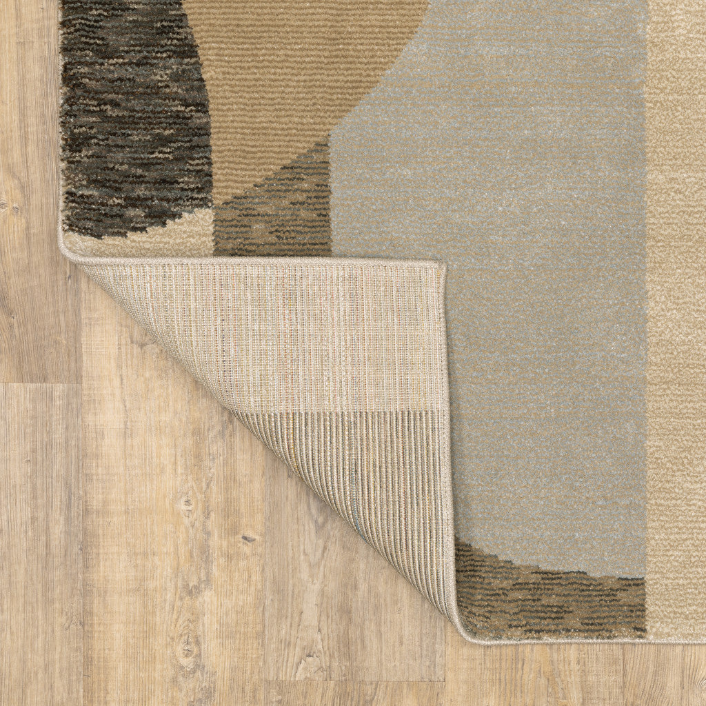 5 x 7 Brown & Ivory Geometric Power Loom Rug