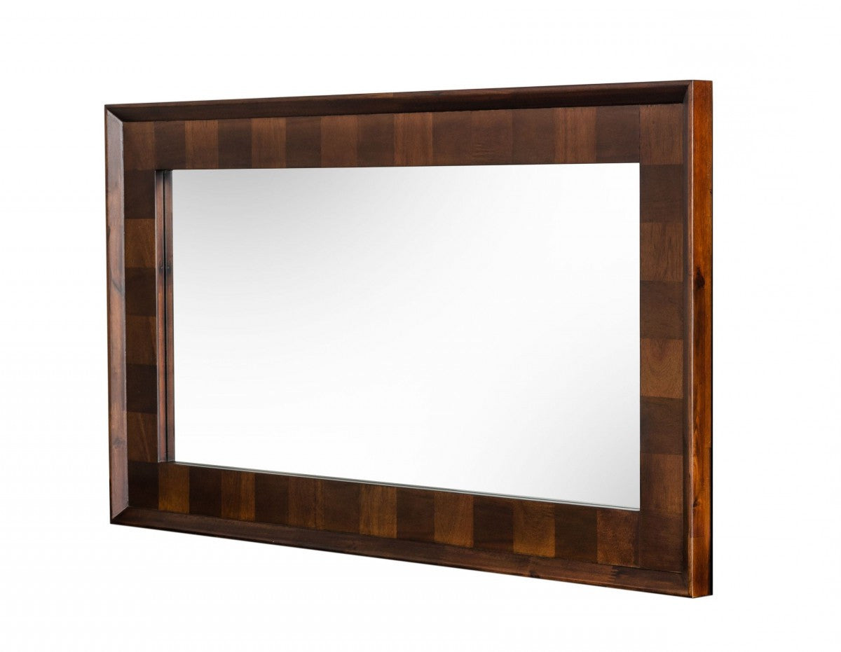 Dark Brown Solid Wood Framed Accent Mirror
