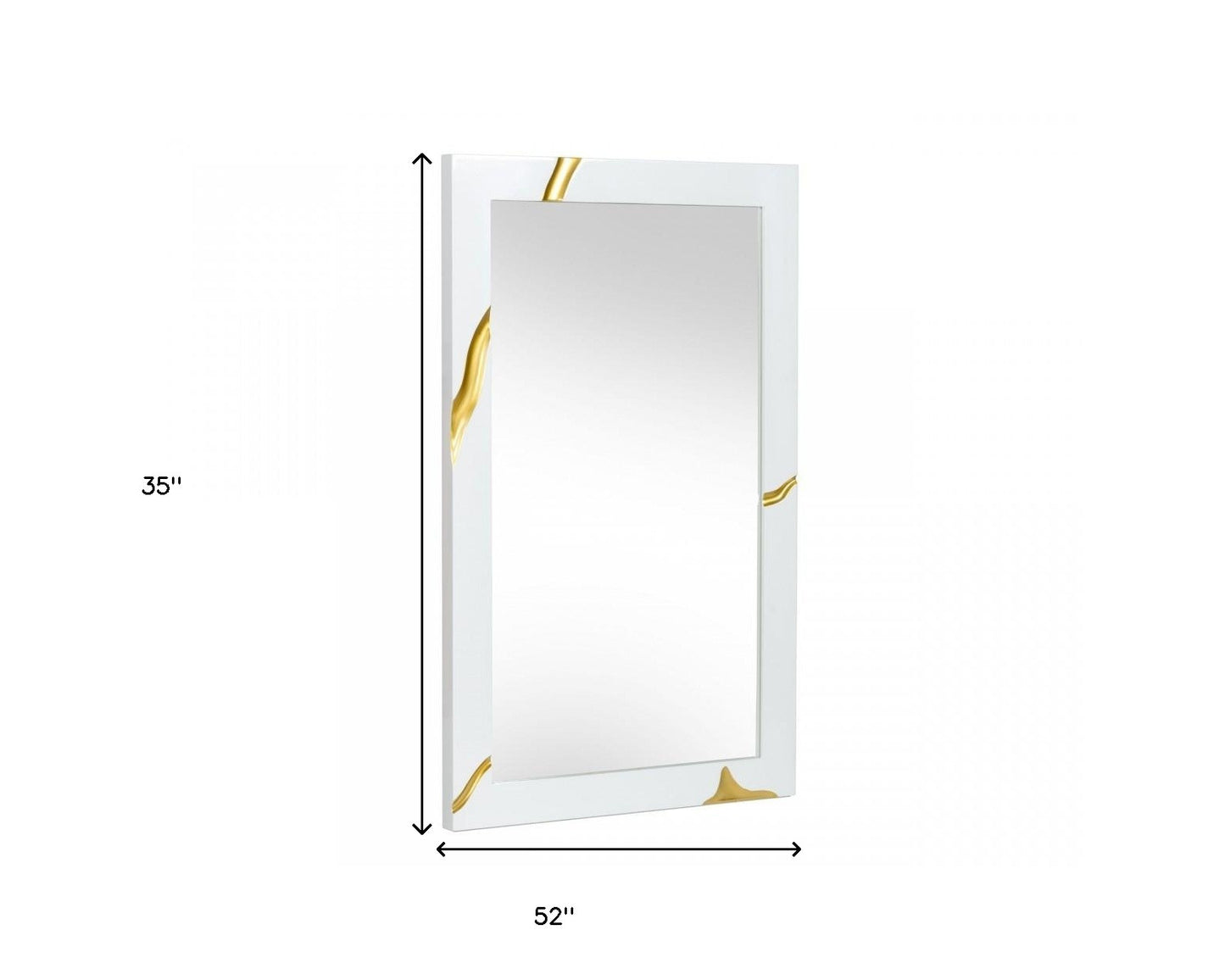 Gold and White Wood Framed Accent Mirror