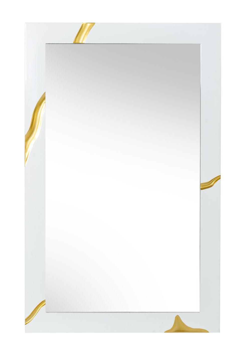 Gold and White Wood Framed Accent Mirror