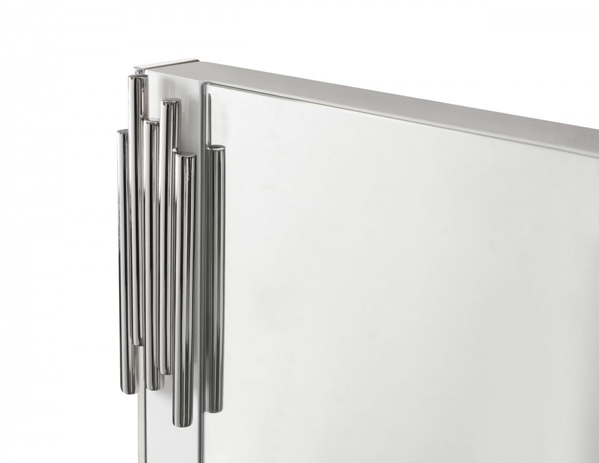 White Steel Framed Accent Mirror