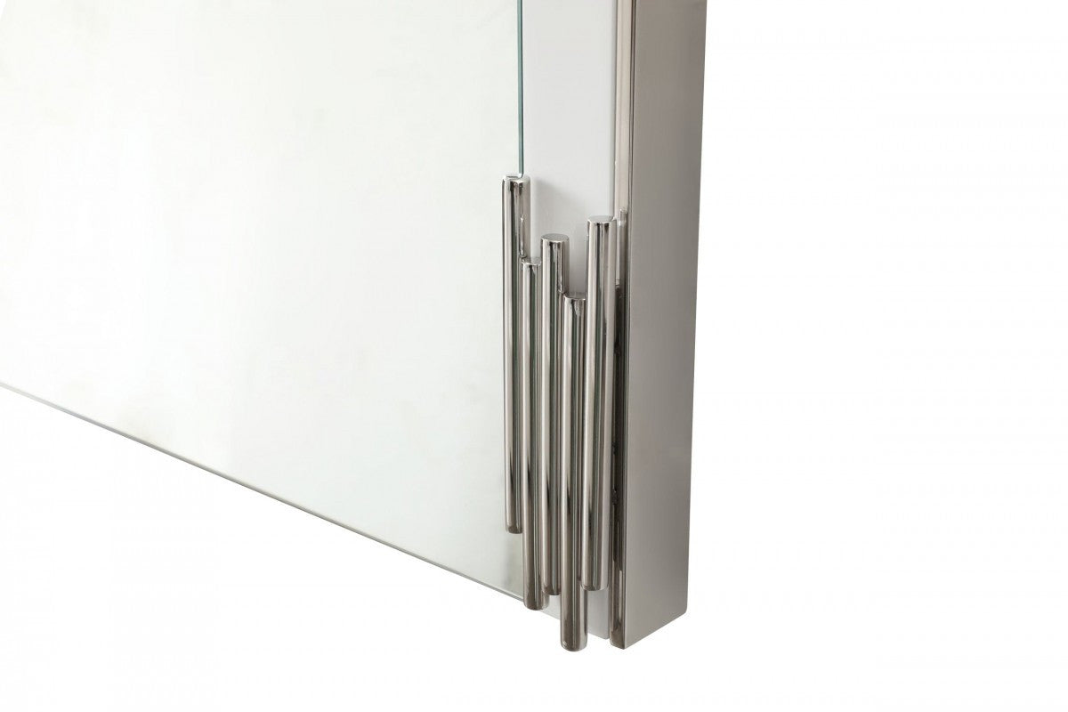 White Steel Framed Accent Mirror