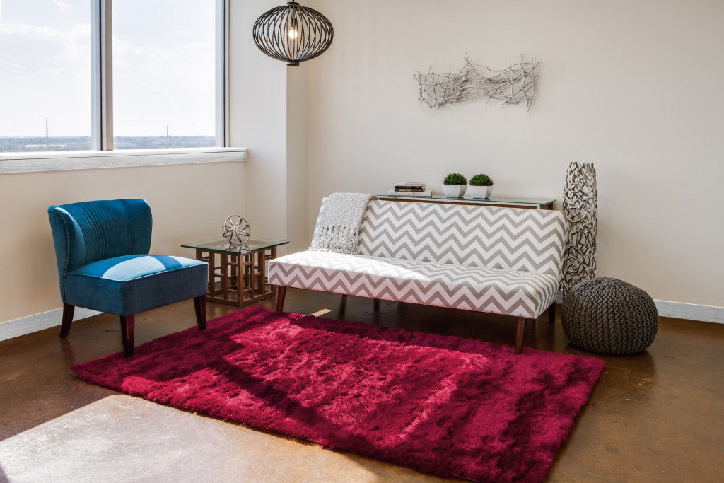 8 x 10 Red & Purple Shag Tufted Handmade Rug