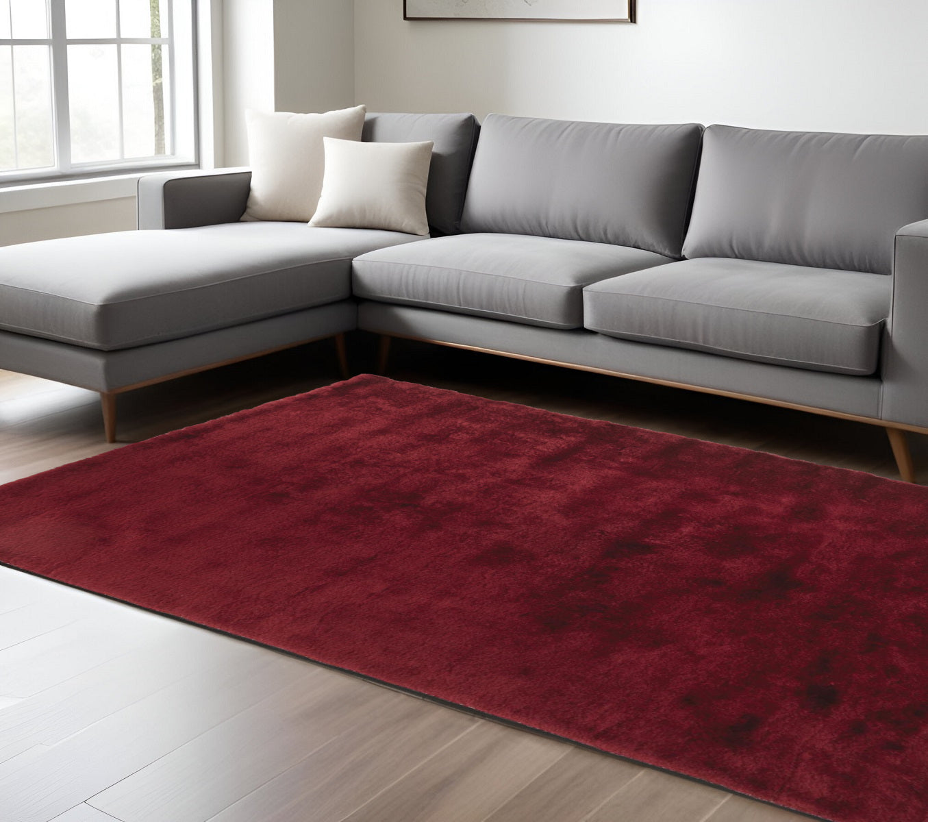 8 x 10 Red & Purple Shag Tufted Handmade Rug