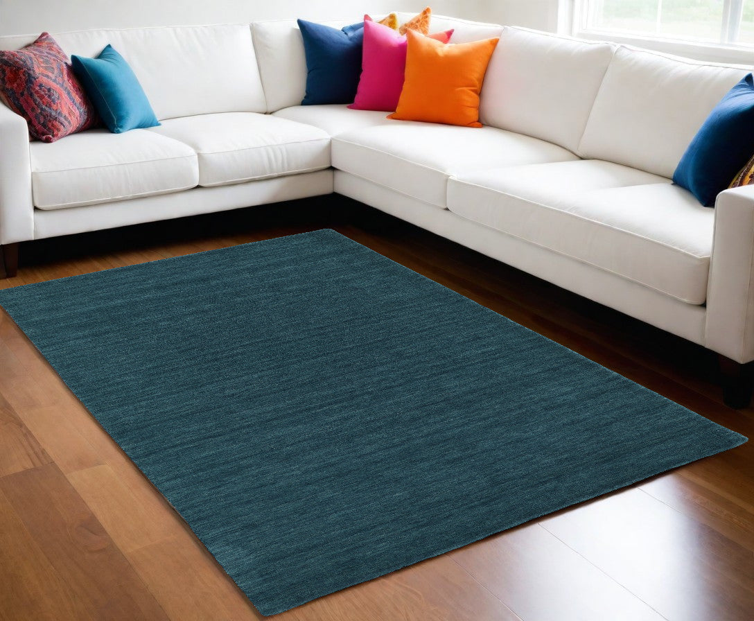10 x 13 Blue Green Wool Hand Woven Rug