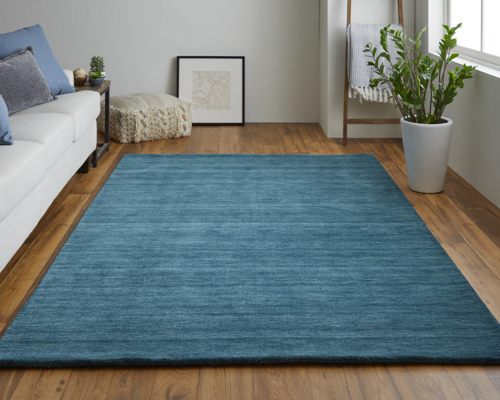 10 x 13 Blue Green Wool Hand Woven Rug