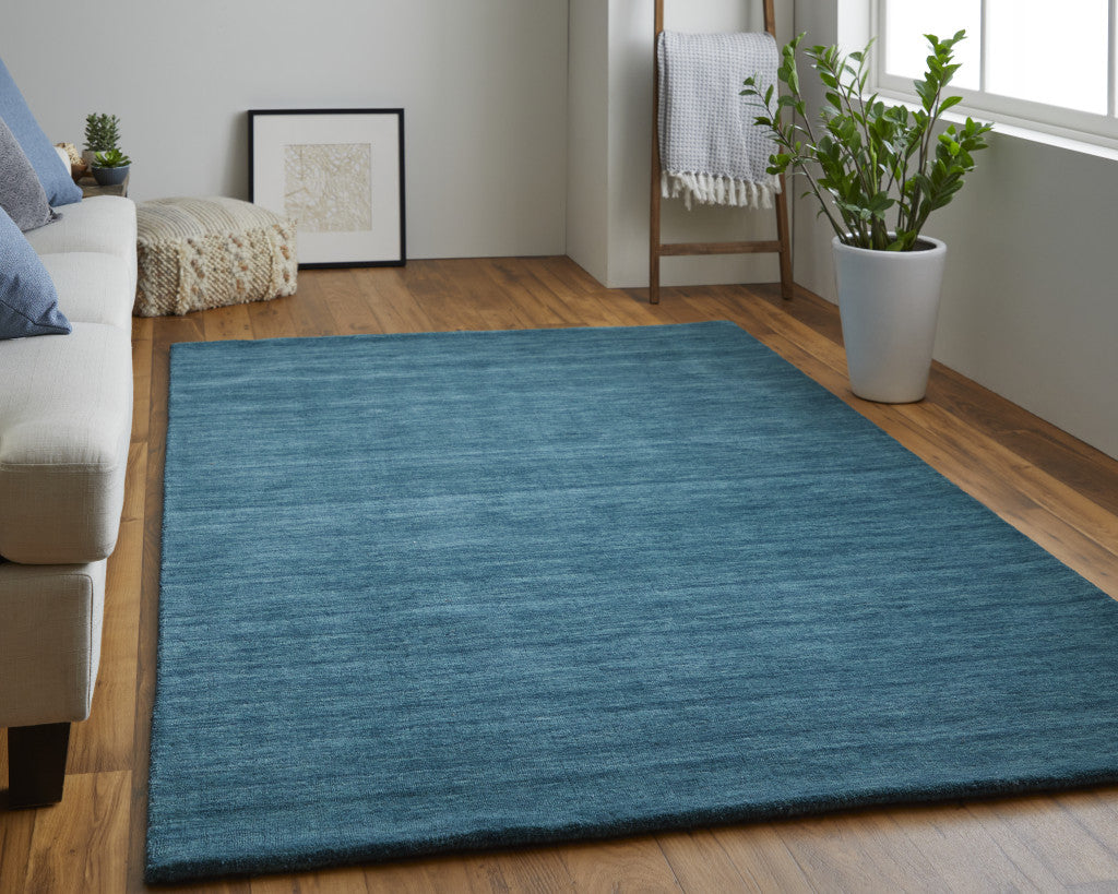 10 x 13 Blue Green Wool Hand Woven Rug