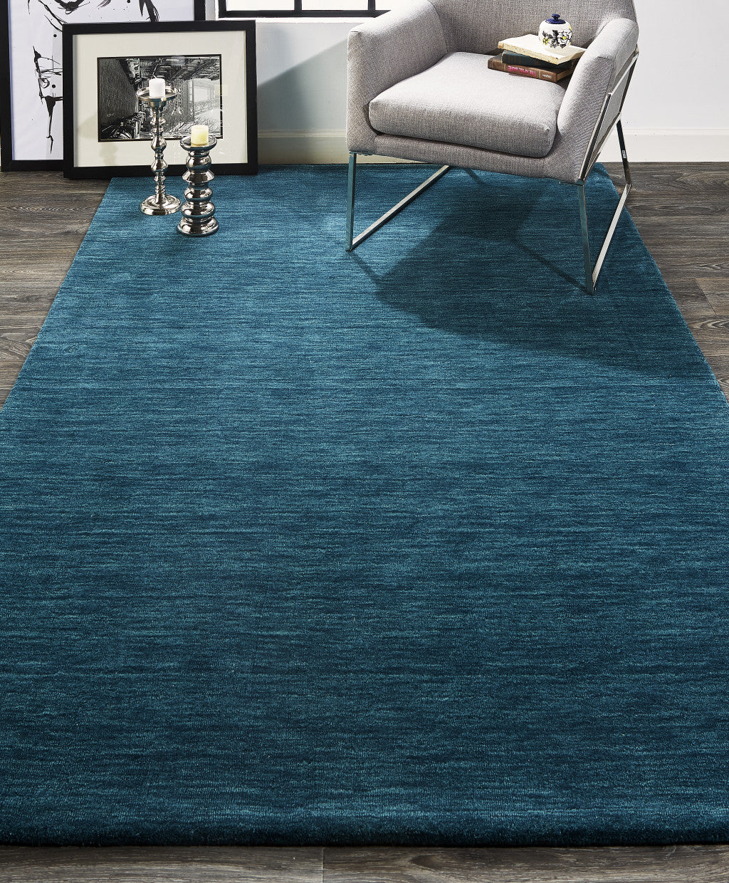 10 x 13 Blue Green Wool Hand Woven Rug