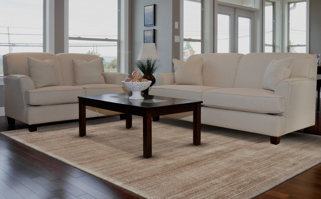 10 x 13 Tan Ivory & Taupe Hand Woven Rug
