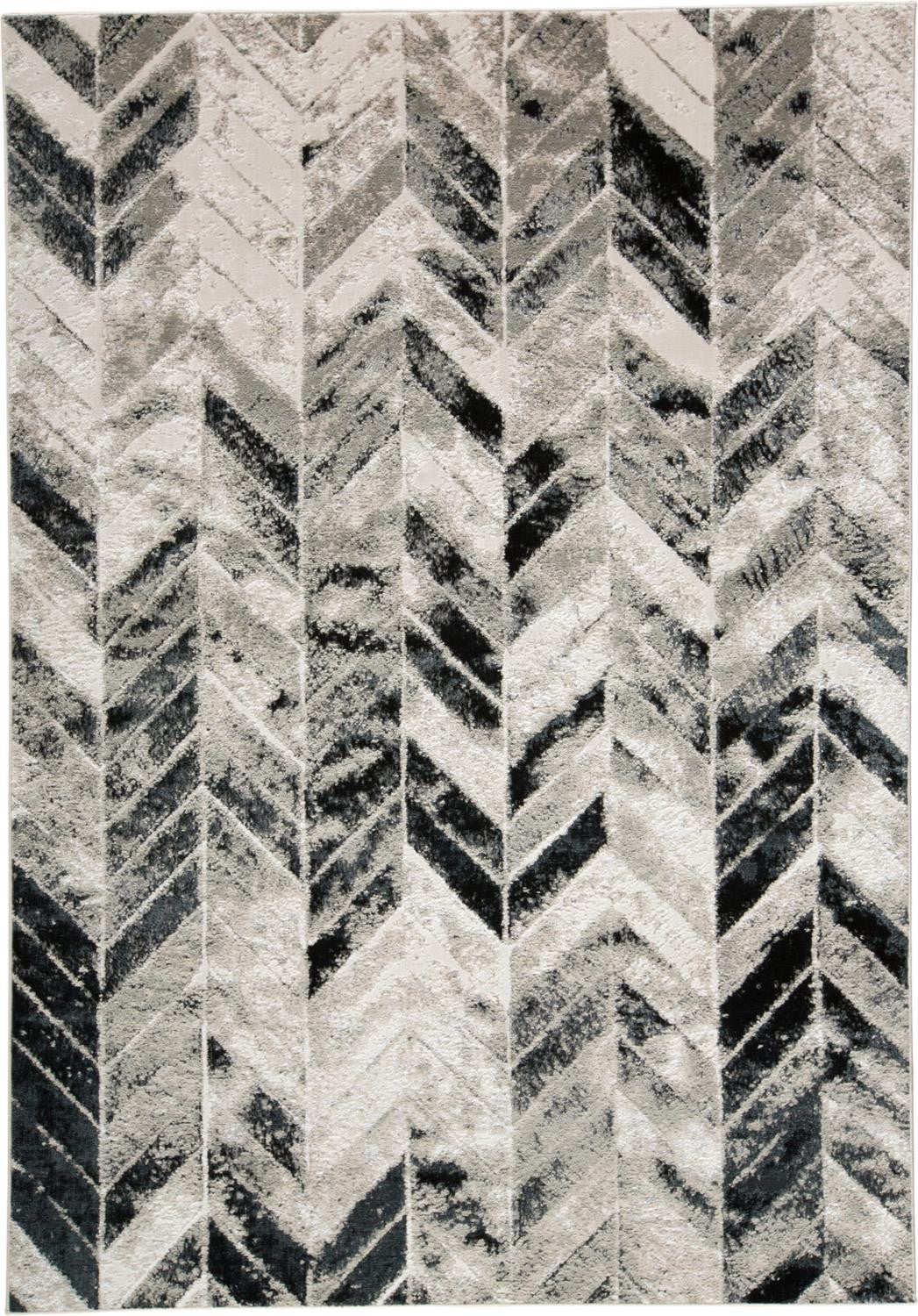 8 x 10 Black Gray & Silver Geometric Rug
