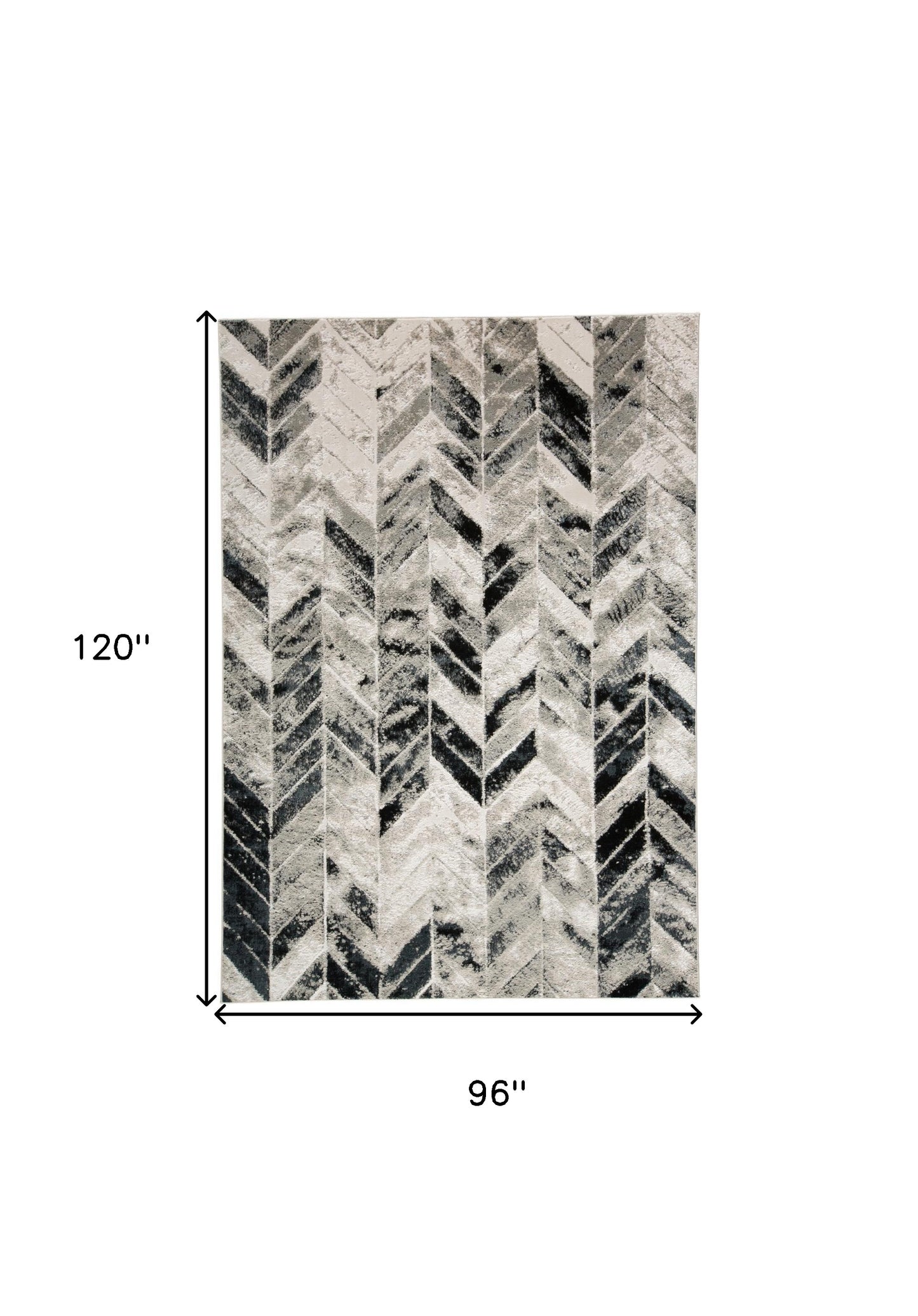 8 x 10 Black Gray & Silver Geometric Rug