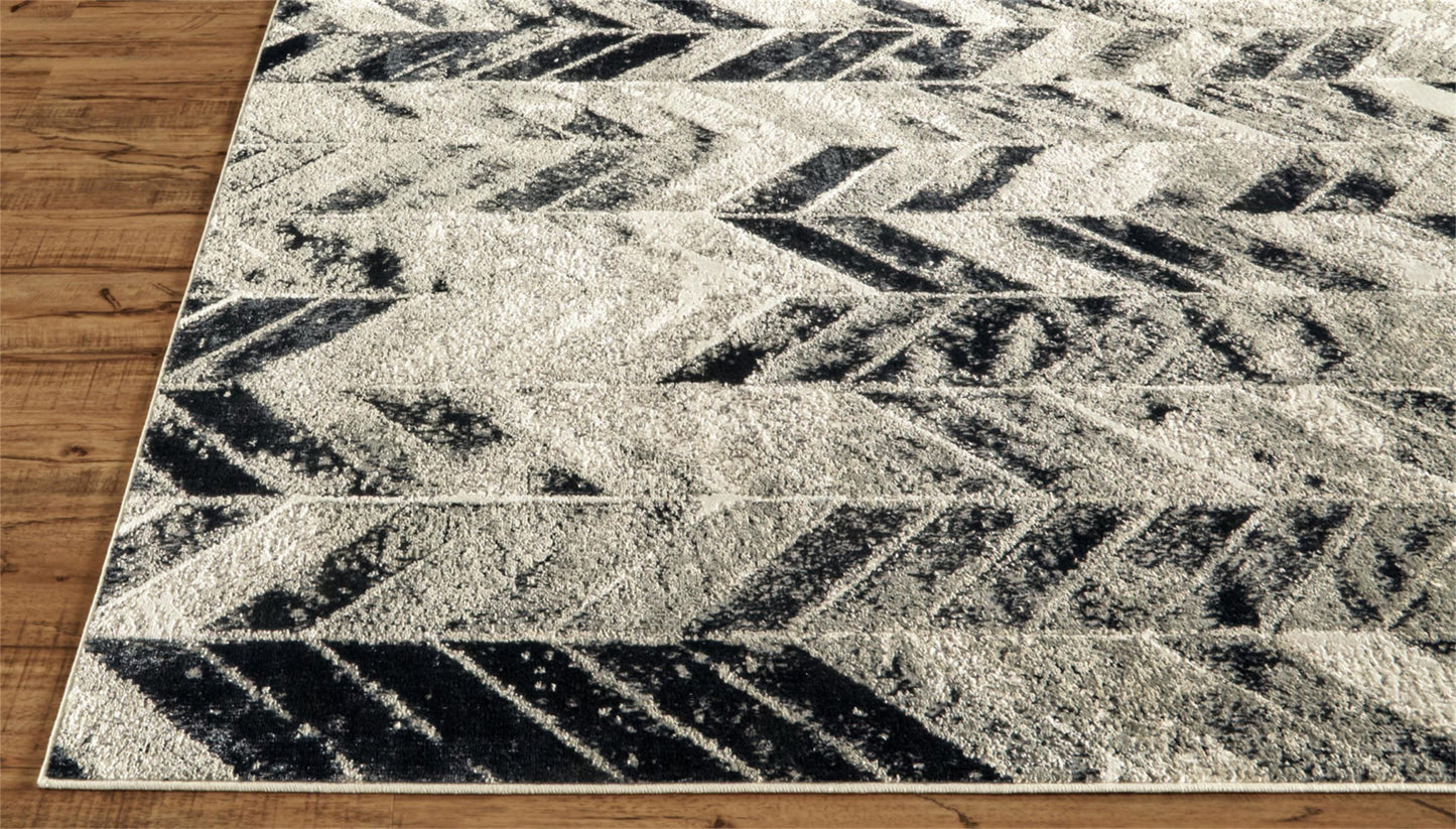 8 x 10 Black Gray & Silver Geometric Rug