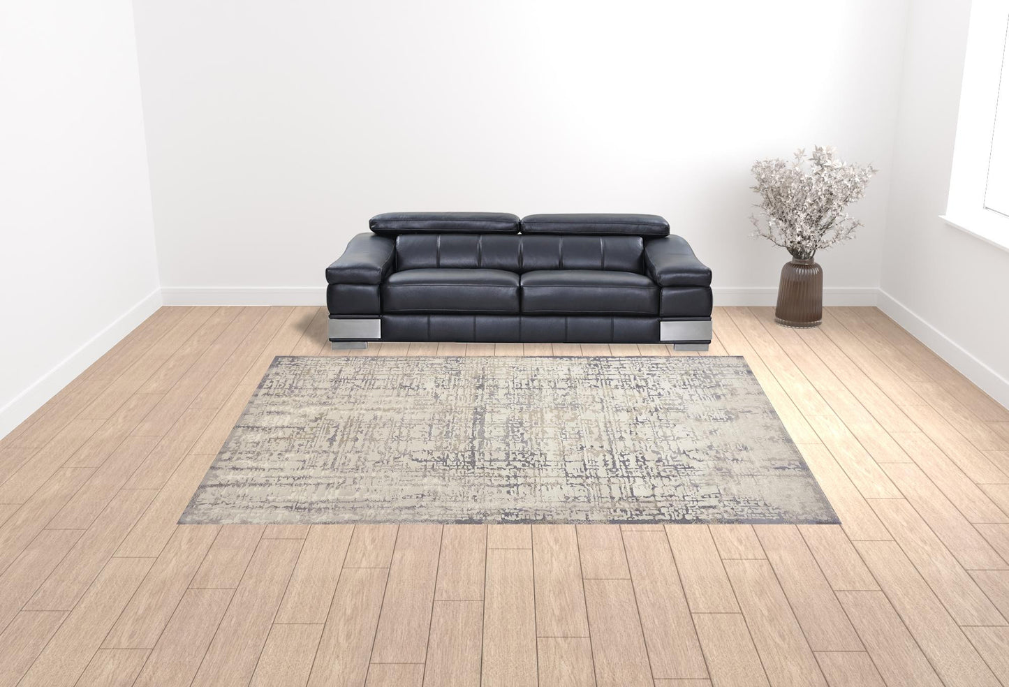 10 x 13 Ivory & Gray Stain Resistant Rug