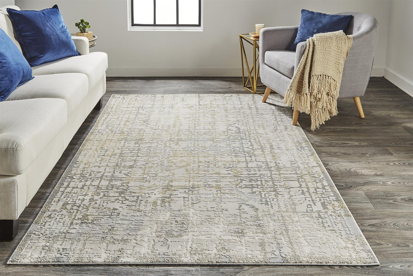 12 x 15 Ivory & Gray Stain Resistant Rug