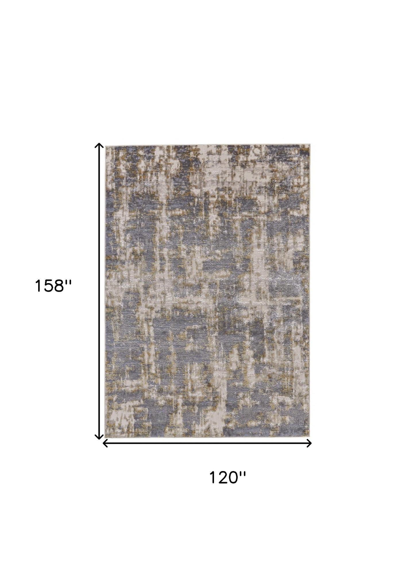10 x 13 Gray & Gold Stain Resistant Rug