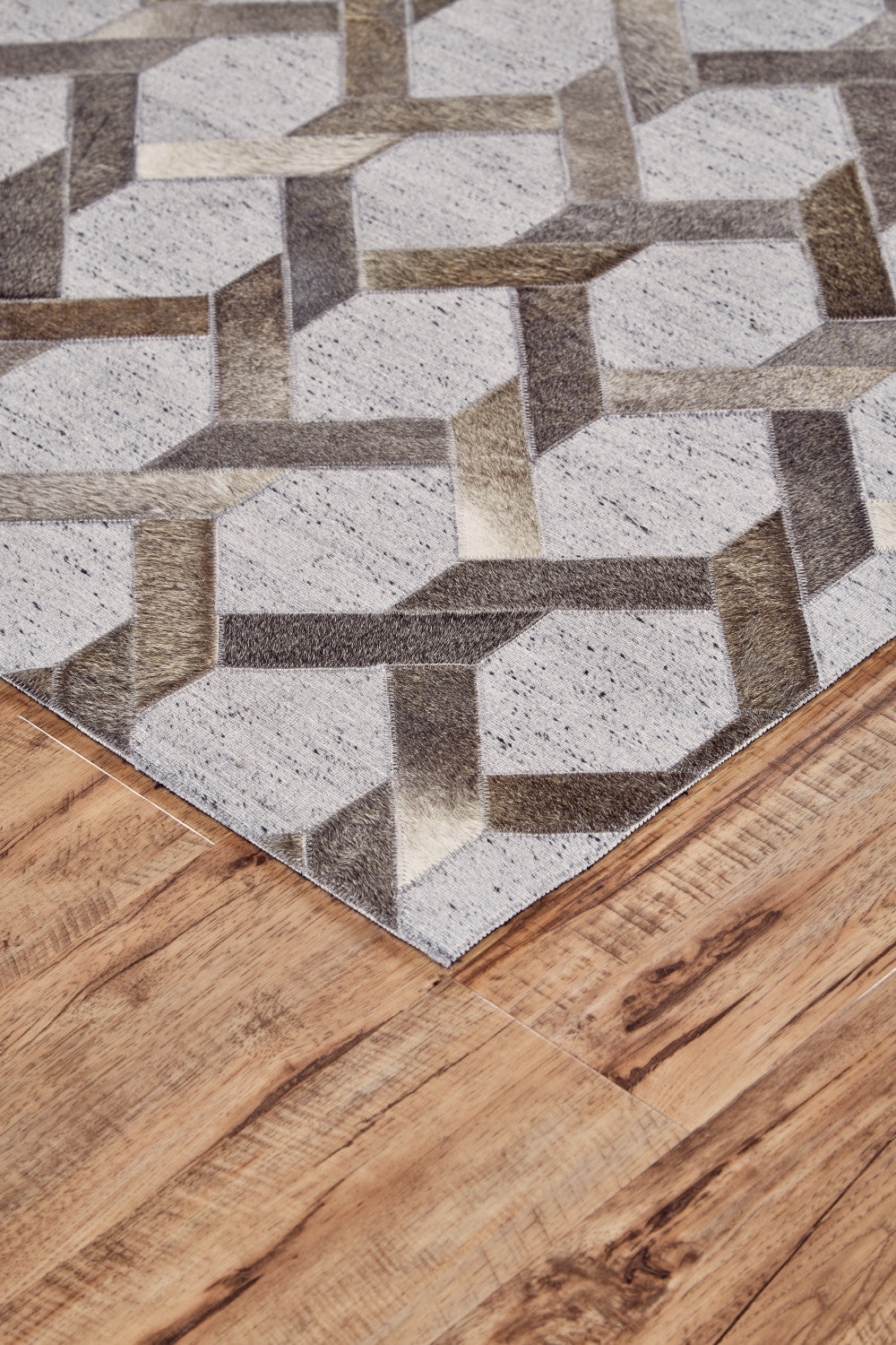 10 x 13 Gray Taupe & Silver Geometric Hand Woven Rug