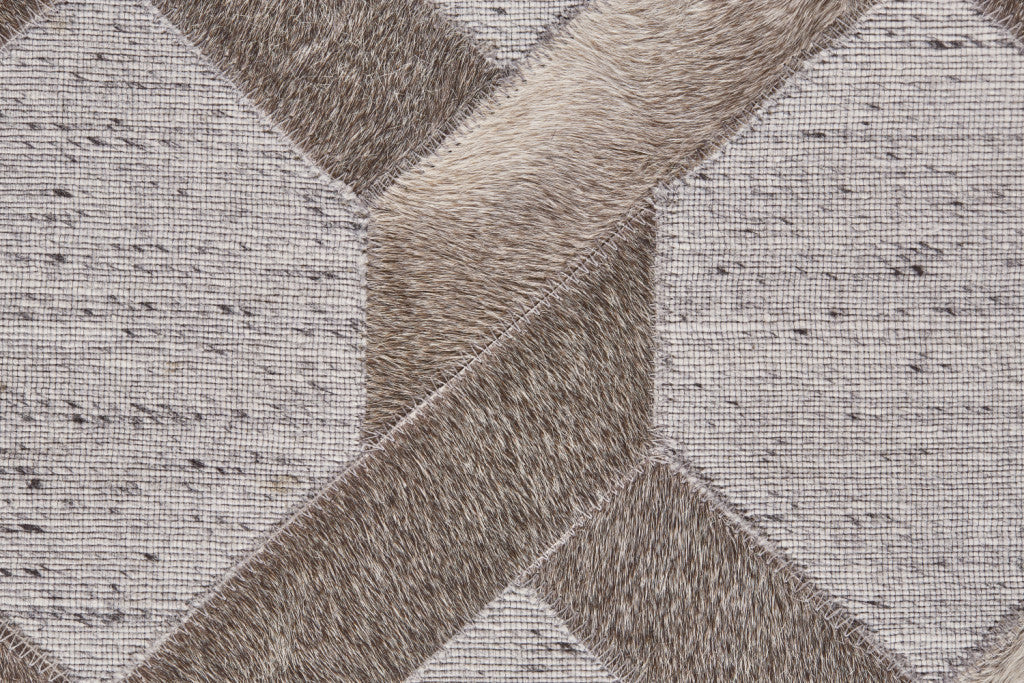 10 x 13 Gray Taupe & Silver Geometric Hand Woven Rug