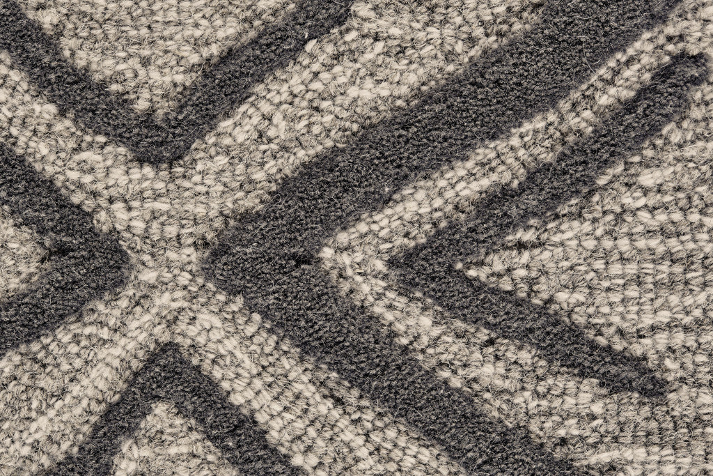 10 x 13 Black Gray & Taupe Wool Geometric Tufted Handmade Stain Resistant Rug