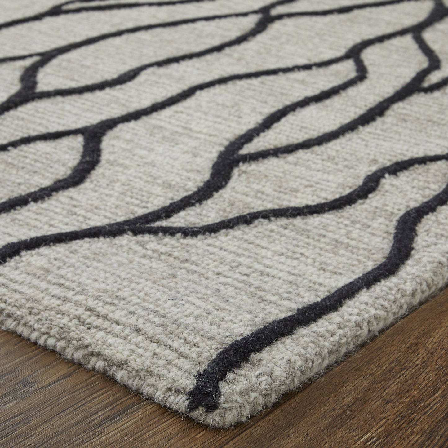 10 x 13 Taupe Black & Gray Wool Tufted Handmade Stain Resistant Rug