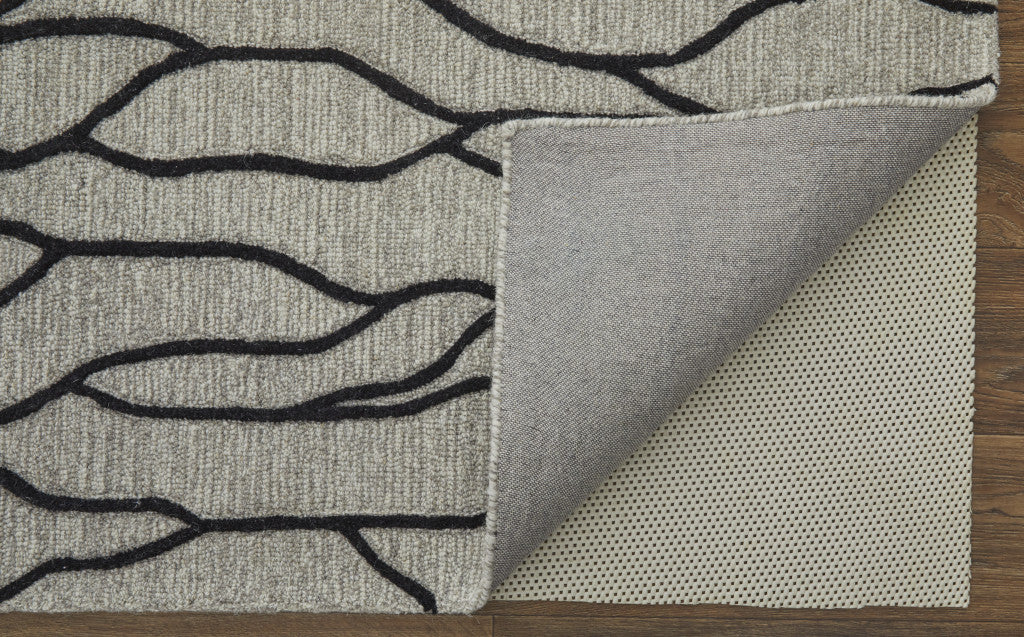 10 x 13 Taupe Black & Gray Wool Tufted Handmade Stain Resistant Rug