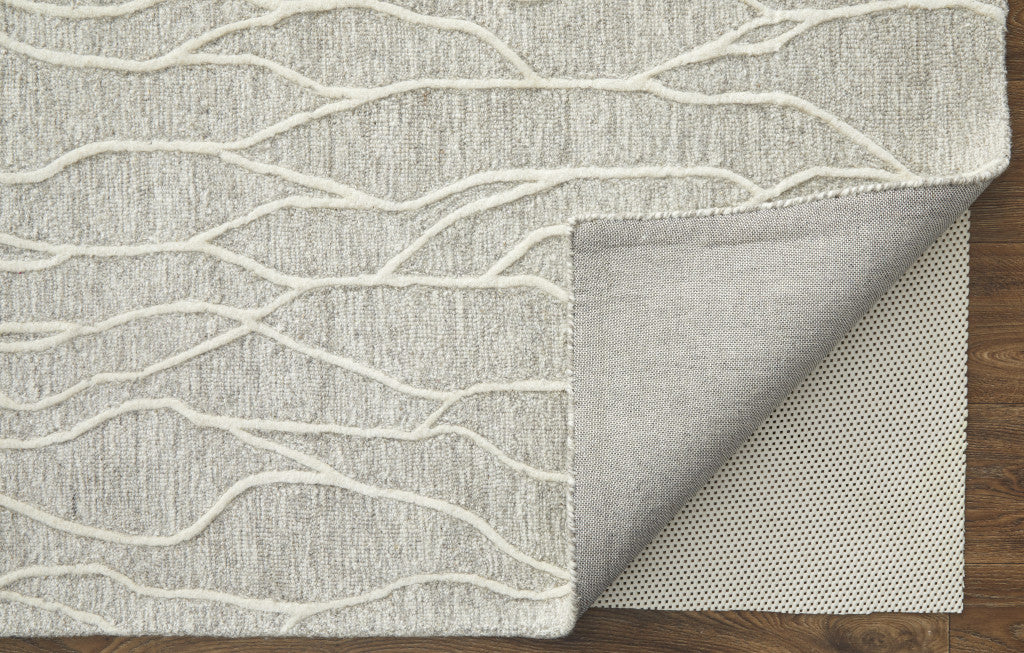 10 x 13 Taupe & Ivory Wool Tufted Handmade Stain Resistant Rug